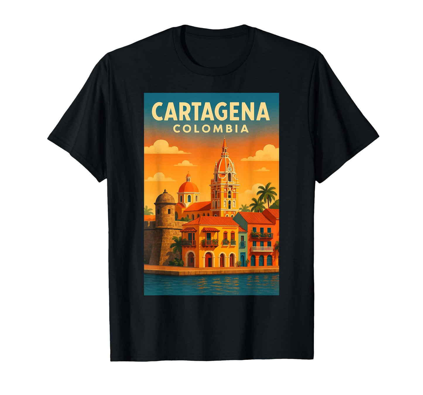 Cartagena Colombia Vintage Travel Art Print Poster Design T-Shirt