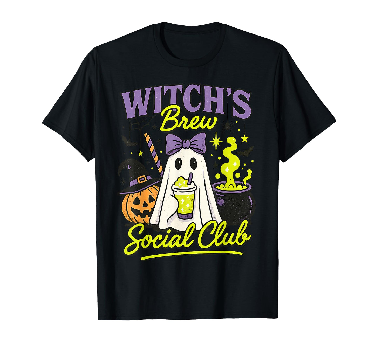Witch’s Brew Halloween Ghost Cauldron Social Club Funny T-Shirt