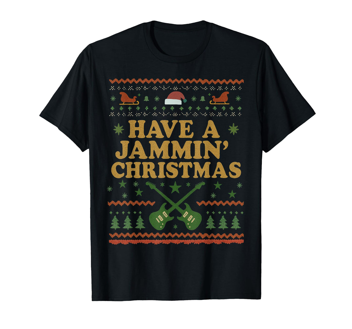 Rock Guitar Christmas Vintage Funny Xmas T-Shirt