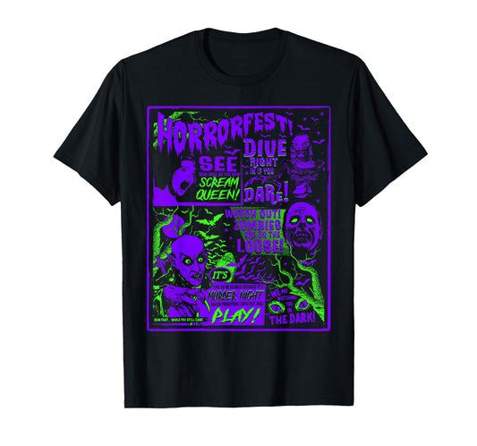 Vintage Halloween Classic Horror Movie Poster Horrorfest T-Shirt