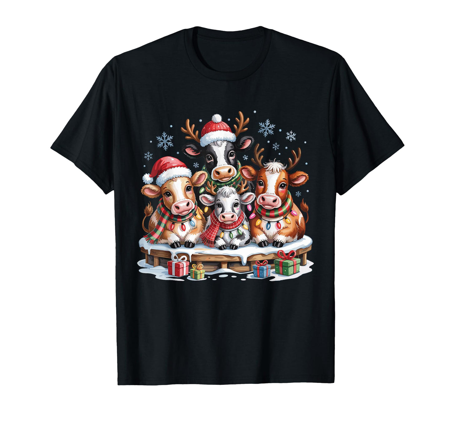 Cow Christmas Cute Farm Animal Lovers Funny Holiday Pajamas T-Shirt