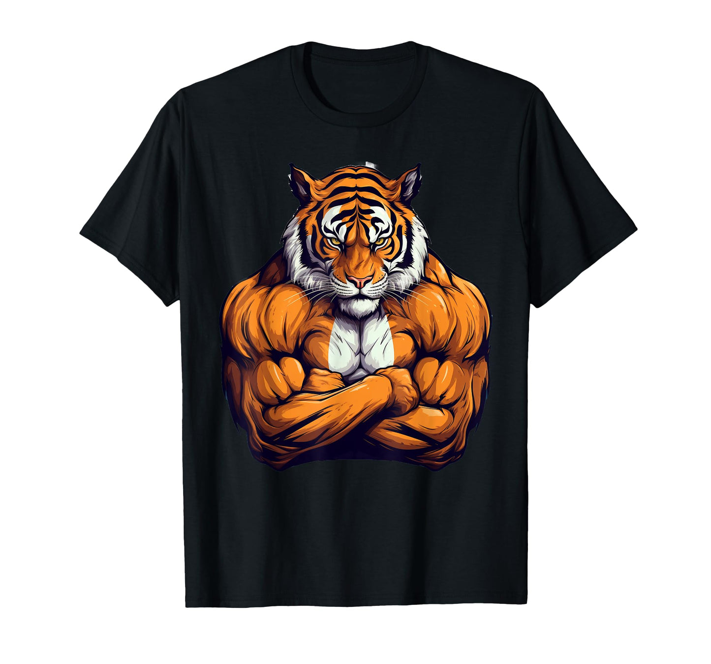 Muscular Tiger Powerlifting Weightlifting Gym Workout T-Shirt