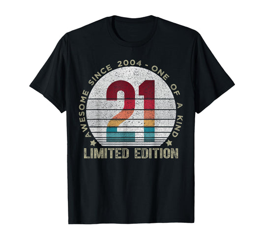 21 Year Old Gifts Vintage 2004 Limited Edition 21st Birthday T-Shirt
