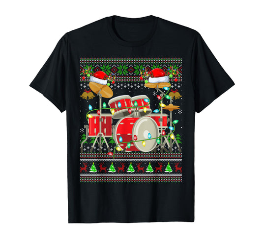 Drum Ugly Christmas Sweater Musical Drum Player Drummer Xmas T-Shirt