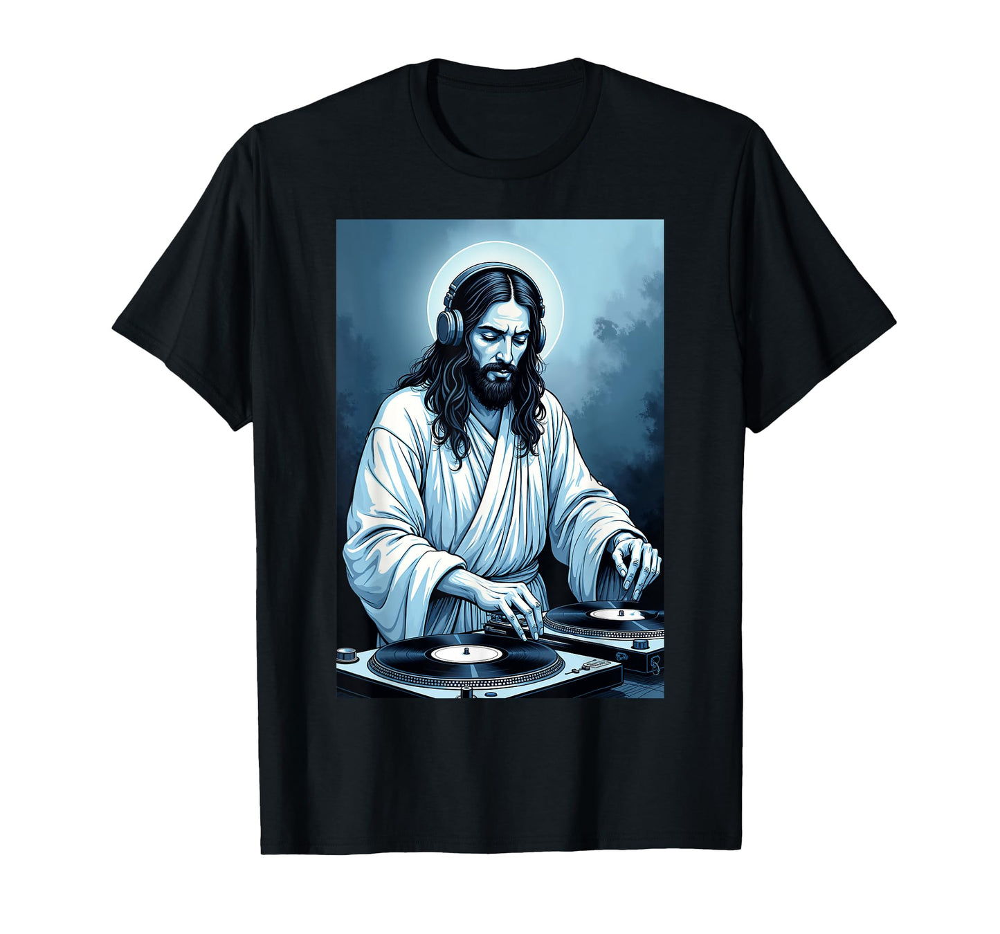 Graffiti-style Jesus DJ spinning Berlin techno beats T-Shirt