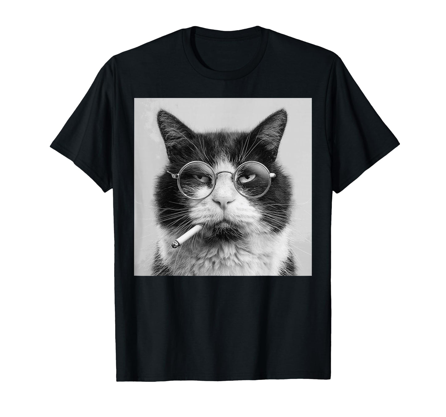 Funny Graphic Cat Smoking Adult Funny T-Shirt