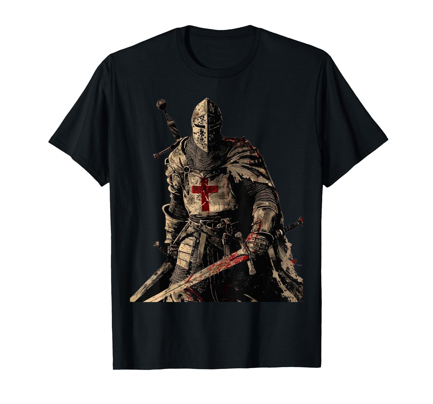 Knight Christian Templar Warrior Of God Crusader Gift T-Shirt, Small, Black