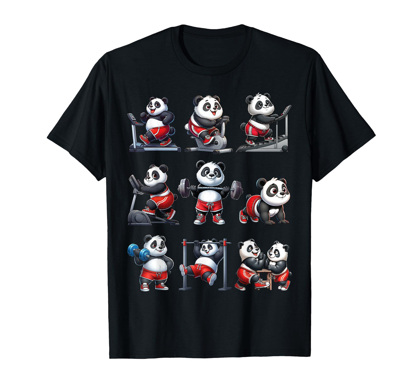 Panda Fitness Collection Gym Workout Weightlifting Sport T-Shirt