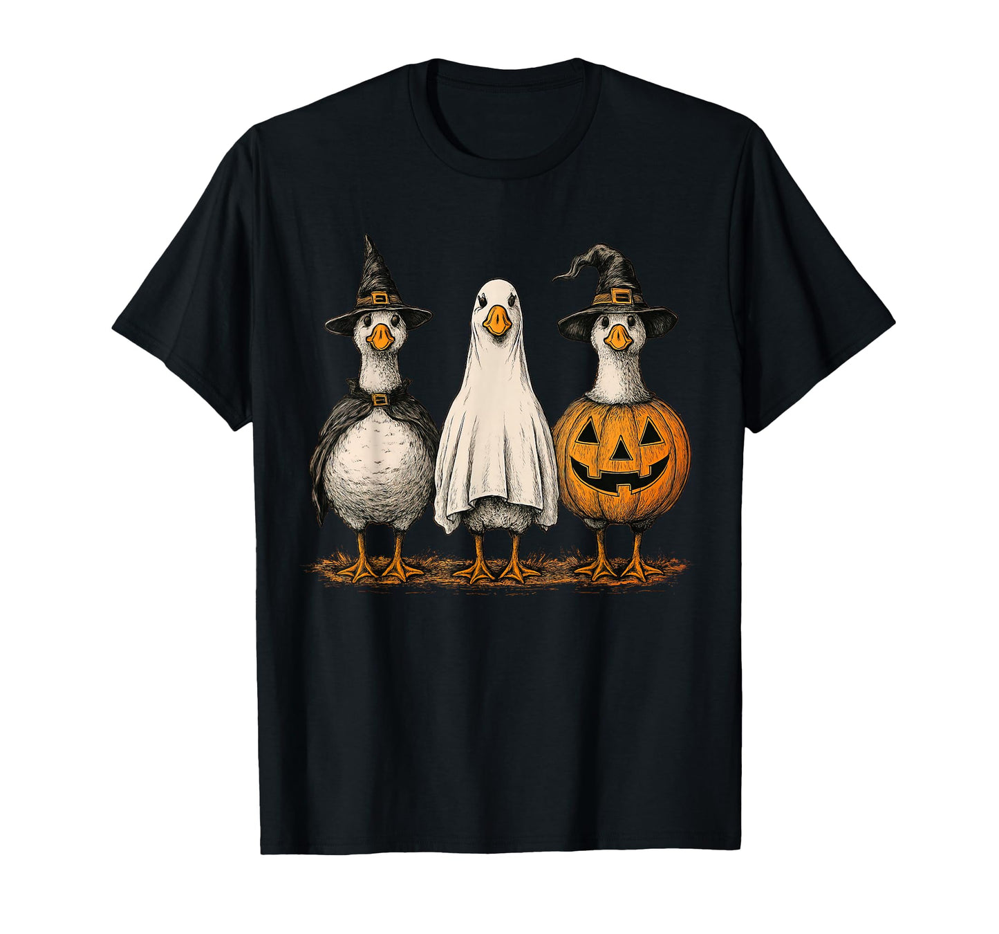 Funny Silly Goose Halloween Ghost Pumpkin Witch T-Shirt