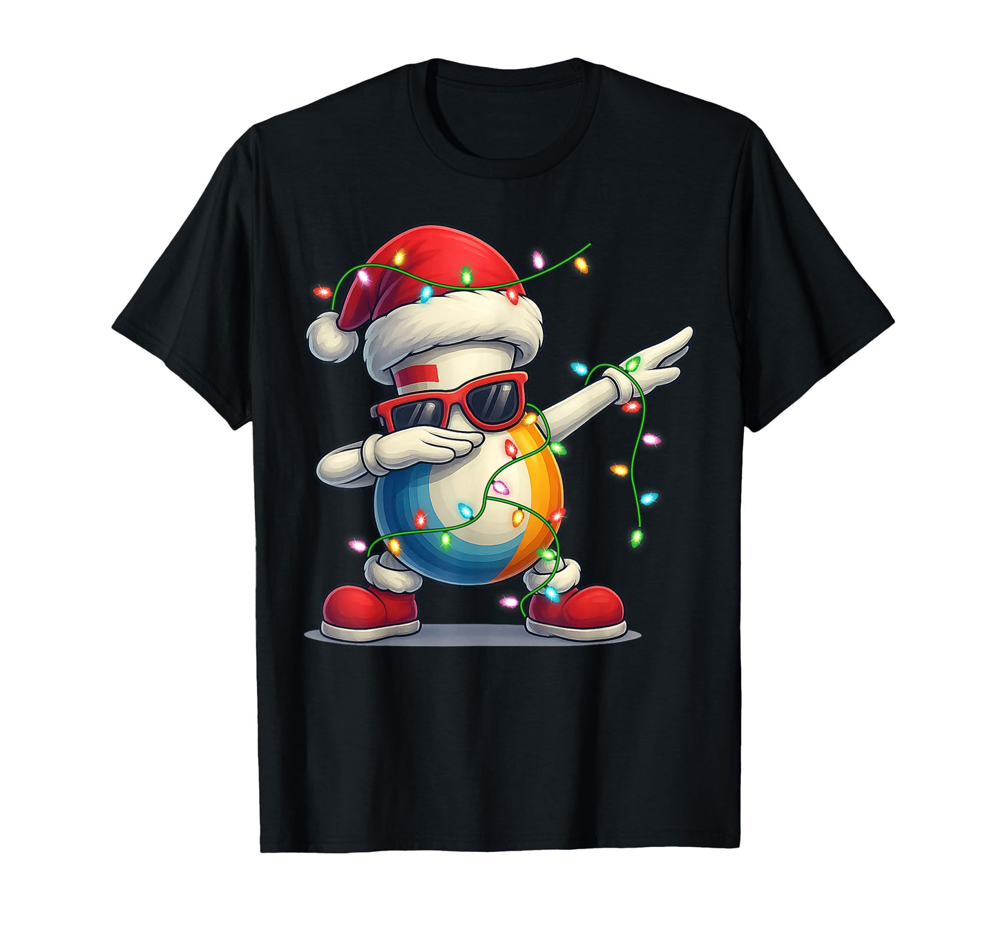 Bowling Christmas Tee Santa Dabbing Funny Sports Lover Boys T-Shirt