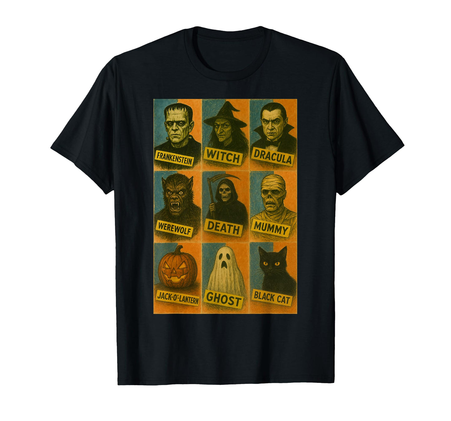 Halloween Classic Monsters Vintage T-Shirt