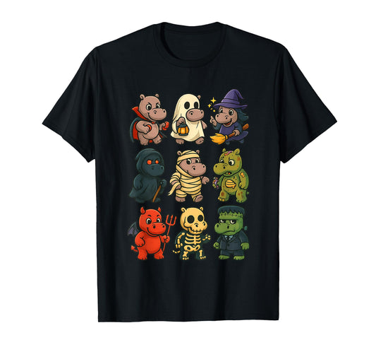 Funny Hippo Ghost Witch Zombie Halloween Costume for Kids T-Shirt