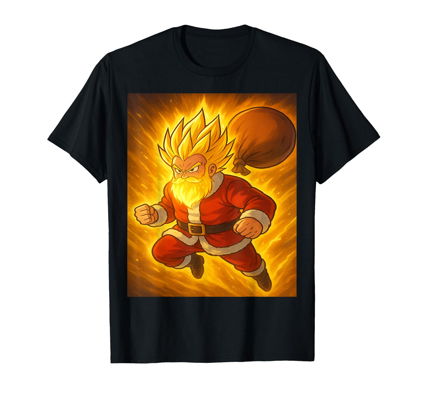 Super Powered Santa Anime Meme T-Shirt