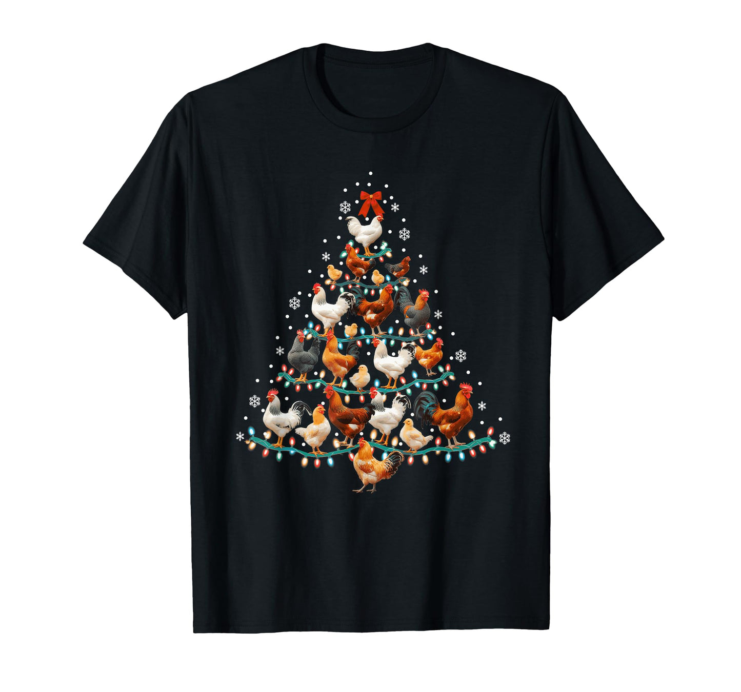 Chicken Christmas Tree Ornament Decor Xmas Family Matching T-Shirt