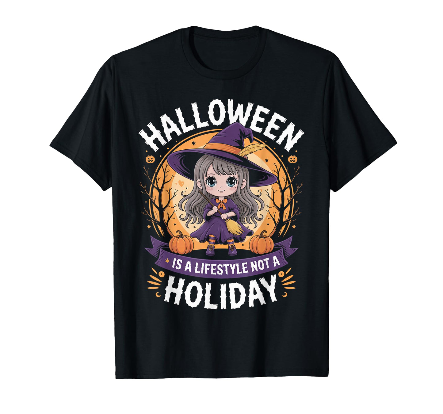 Halloween Anime Witch Chibi Lifestyle Not Holiday Girl Women T-Shirt