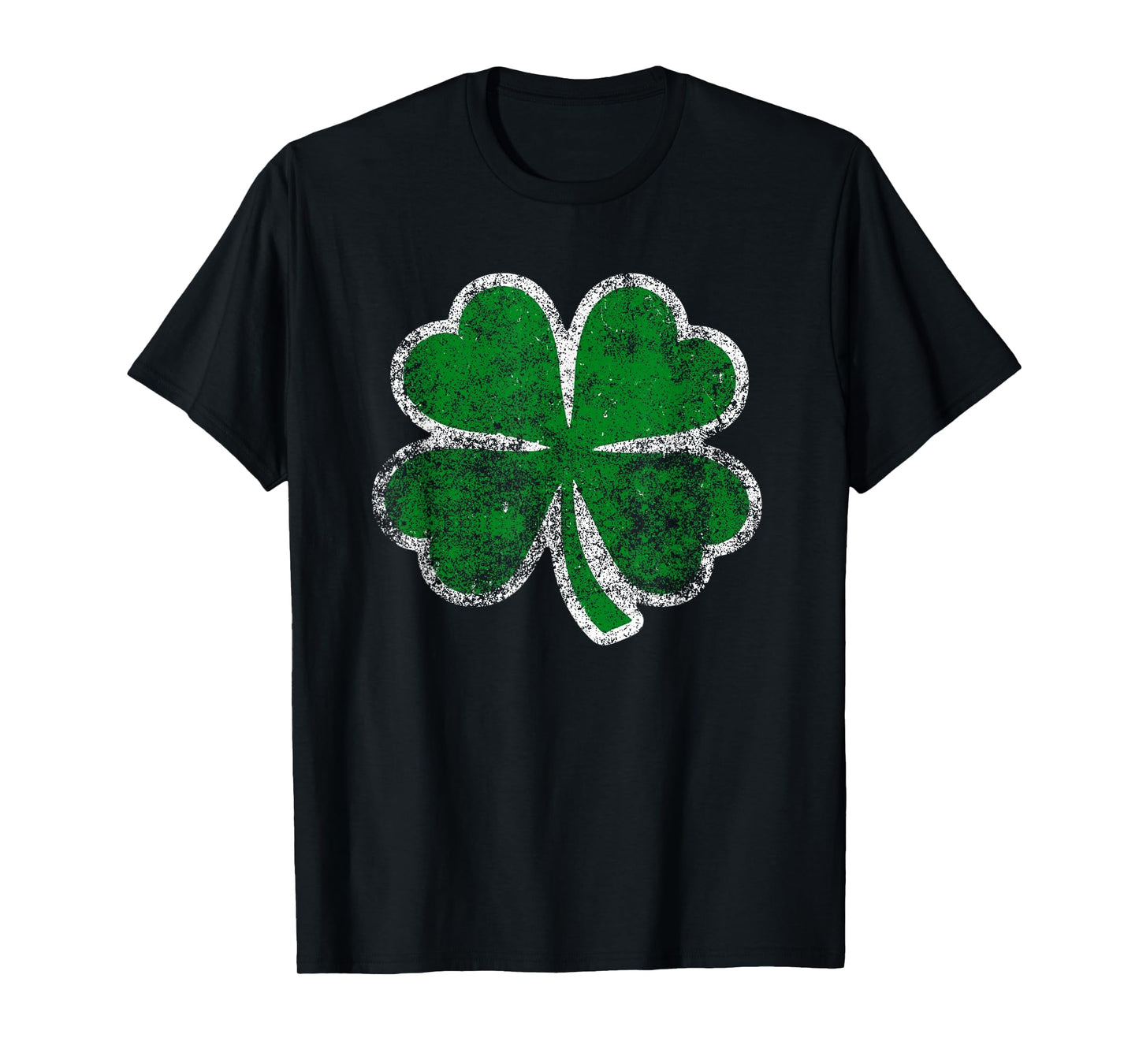 Four Leaf Clover Vintage Heavy Distressed Saint Patrick Day T-Shirt