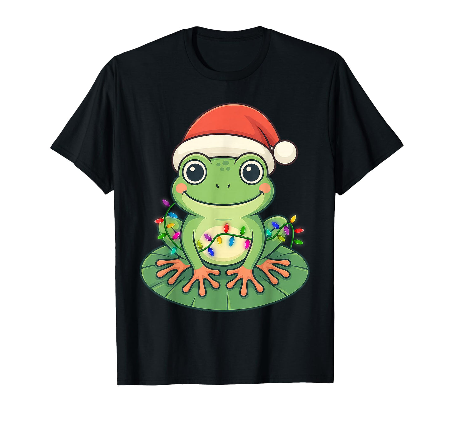 Xmas Lighting Santa Hat Frog Tees Merry T-Shirt