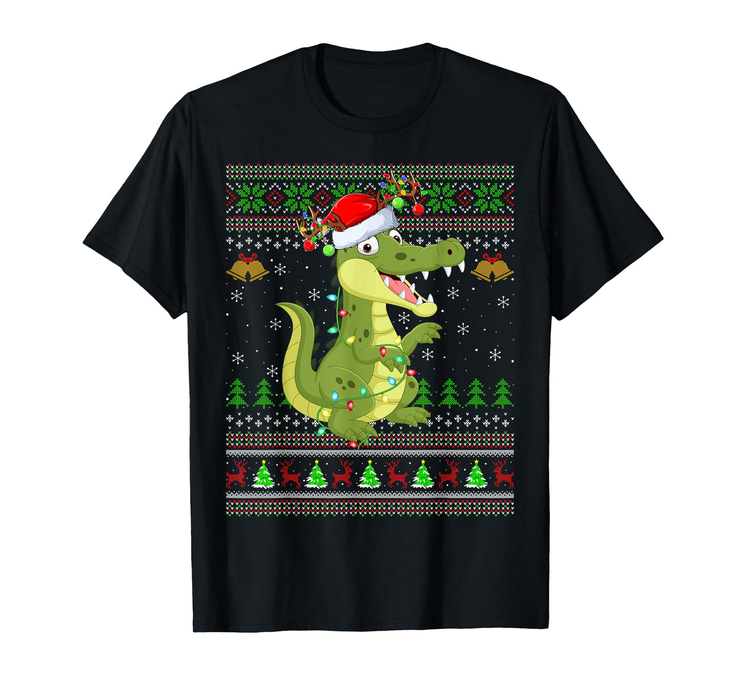 Alligator Ugly Christmas Sweaters Holiday Santa Cute Xmas T-Shirt