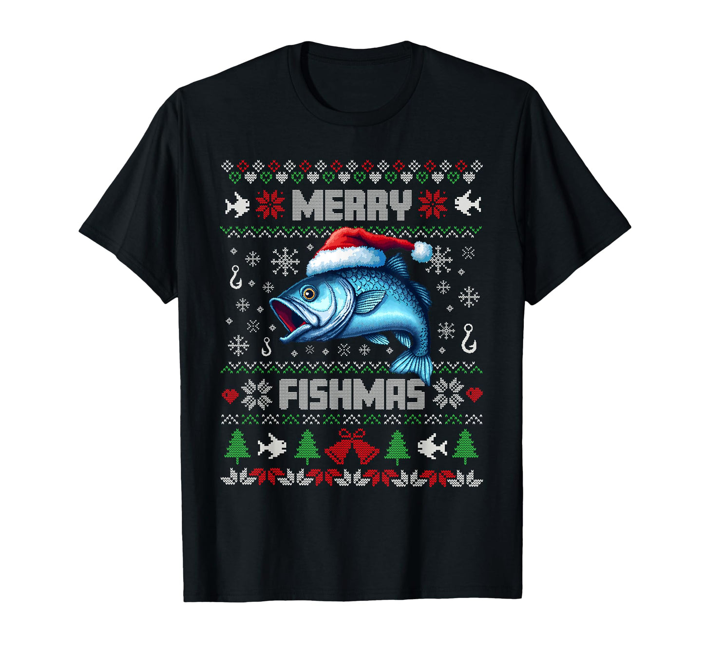 Merry Fishmas Funny Xmas Fishing Ugly Christmas Men Women T-Shirt