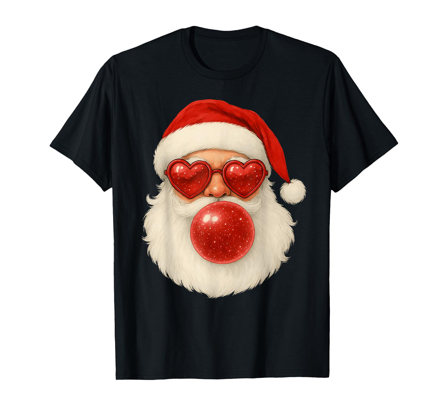 Red Santa Christmas Bubble Gum Sunglasses Vintage Retro T-Shirt