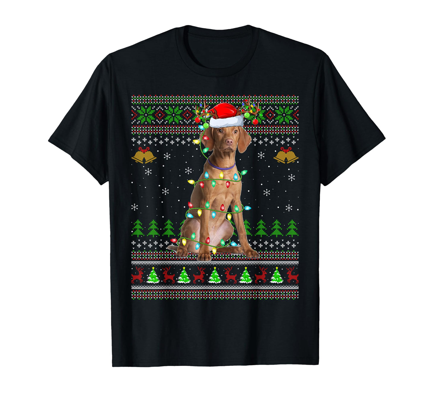 Vizsla Dog Ugly Christmas Sweaters Holiday Santa Xmas T-Shirt