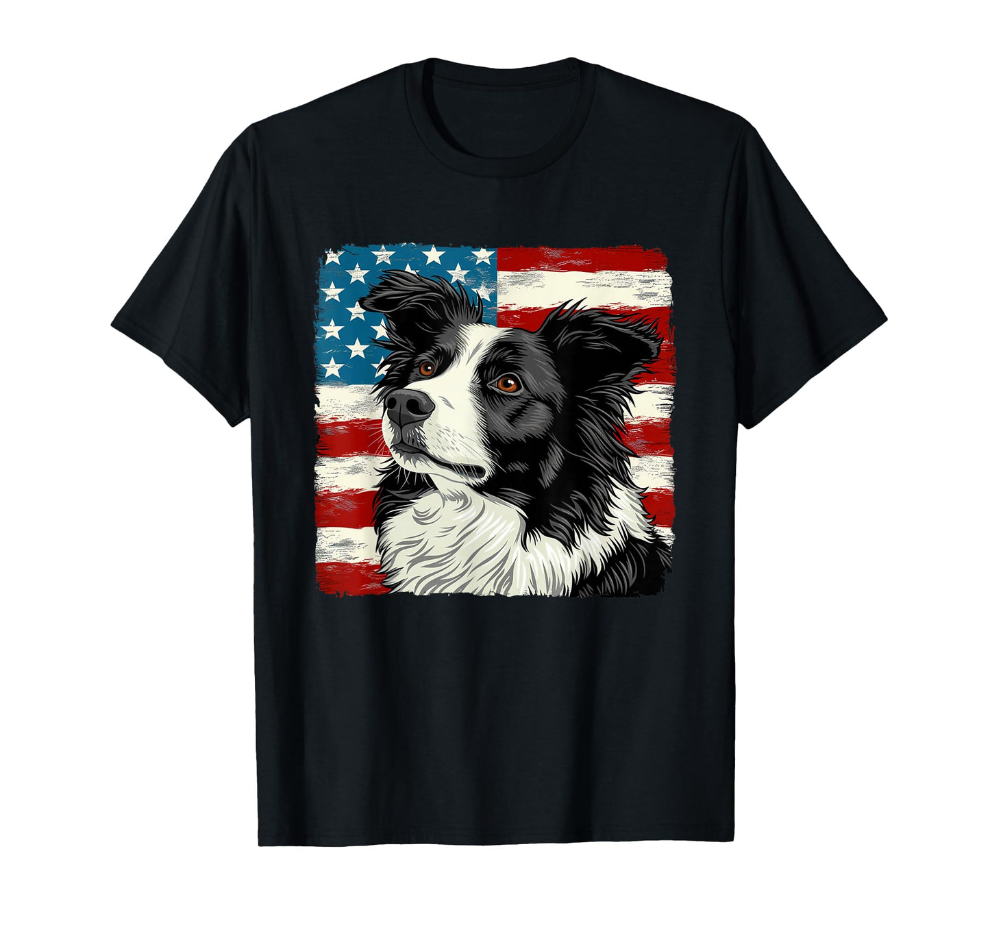Border Collie Dog Patriotic 4th of July Gift Men Women T-Shirt