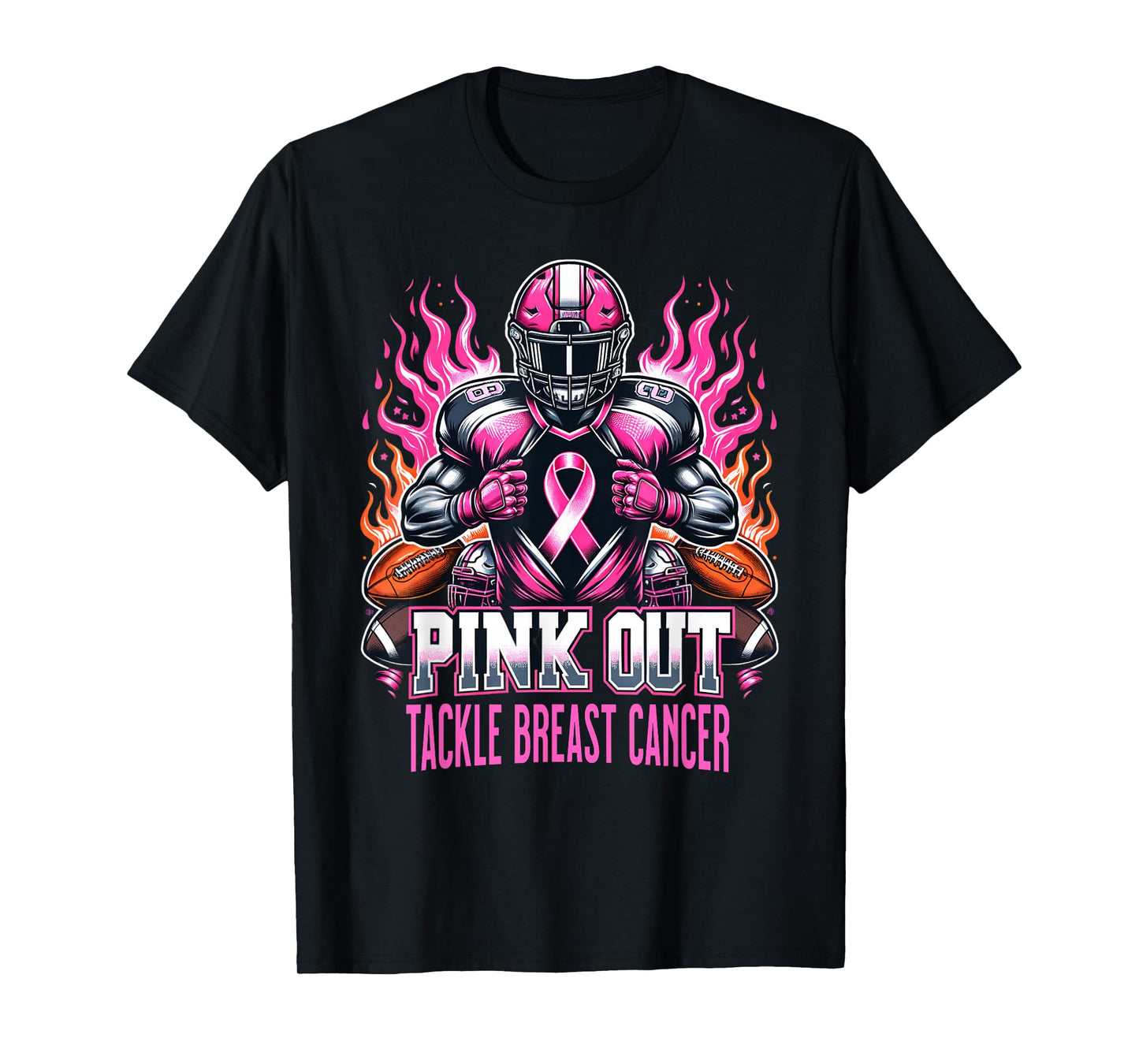 Pink Out Tackle Breast Cancer Awareness American Football T-Shirt