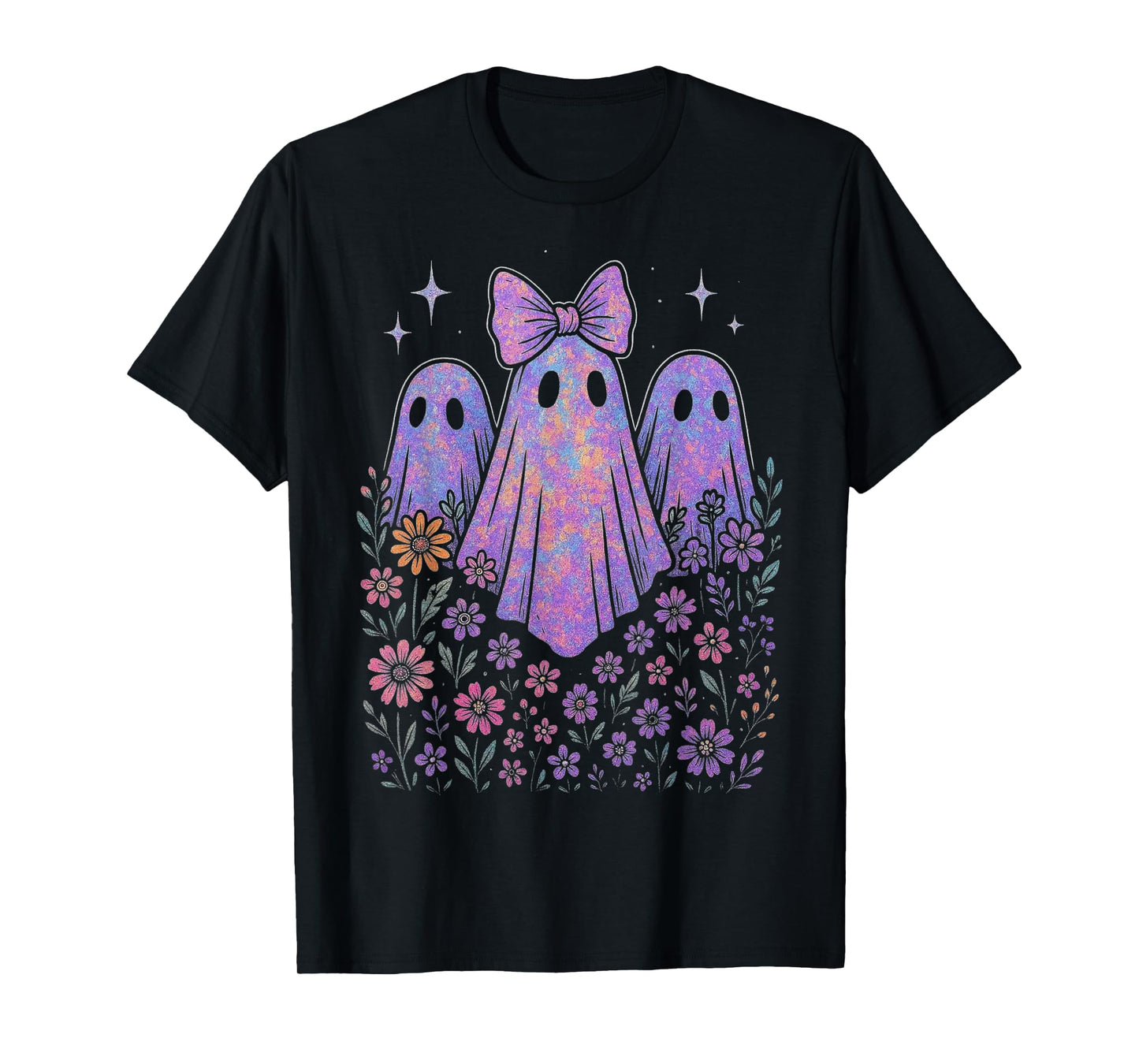 Halloween Shirt Floral Ghost Halloween Costume Girls Women T-Shirt