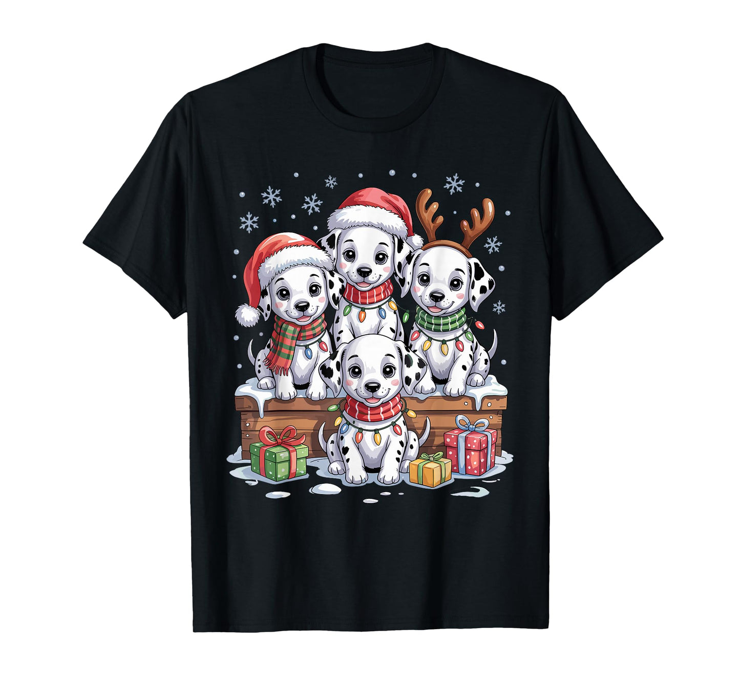 Cute Dalmatian Christmas Puppies Dog Lovers Funny Holiday T-Shirt