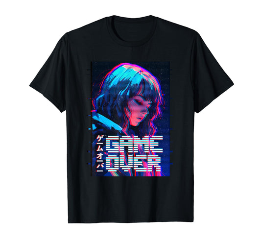 Game Over Sad Japanese Anime Girl Vaporwave Aesthetic T-Shirt
