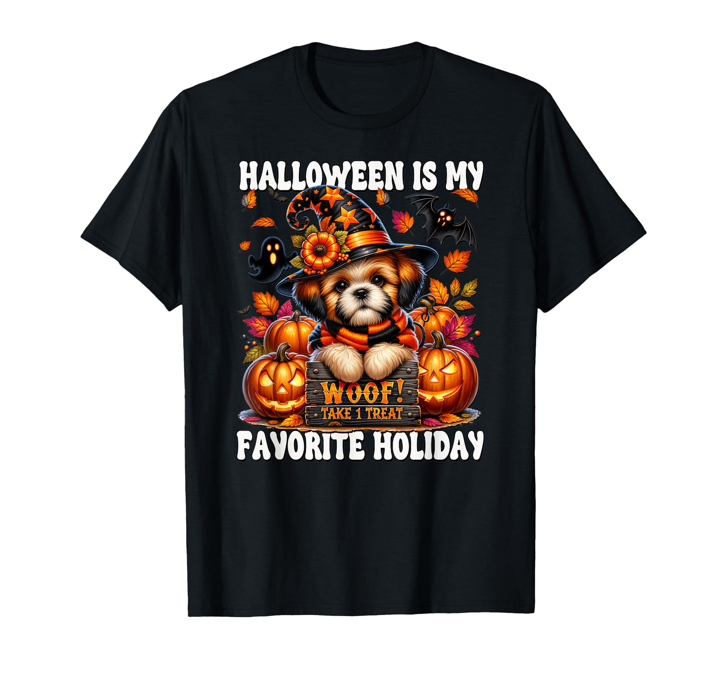 Halloween is My Favorite Holiday Graphic for Shih Tzu Mom T-Shirt