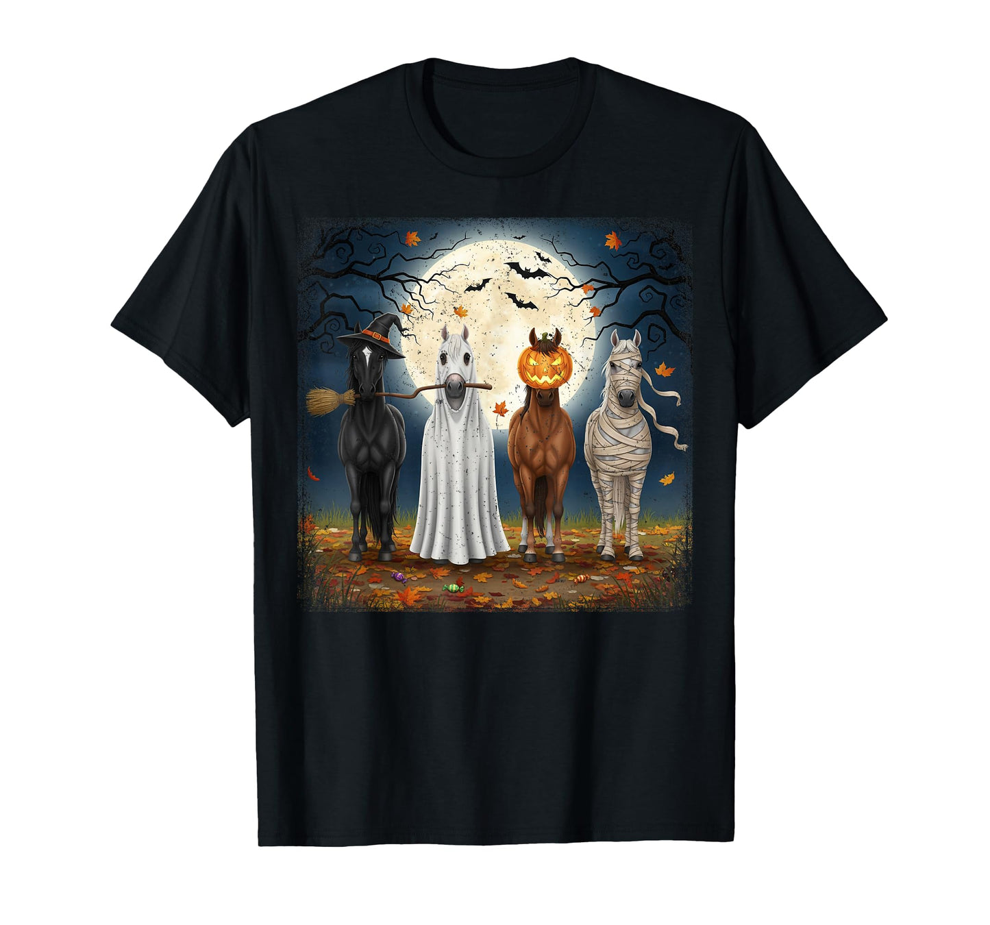 Creepy Cute Halloween Horse Design for Equestrian Woman Girl T-Shirt