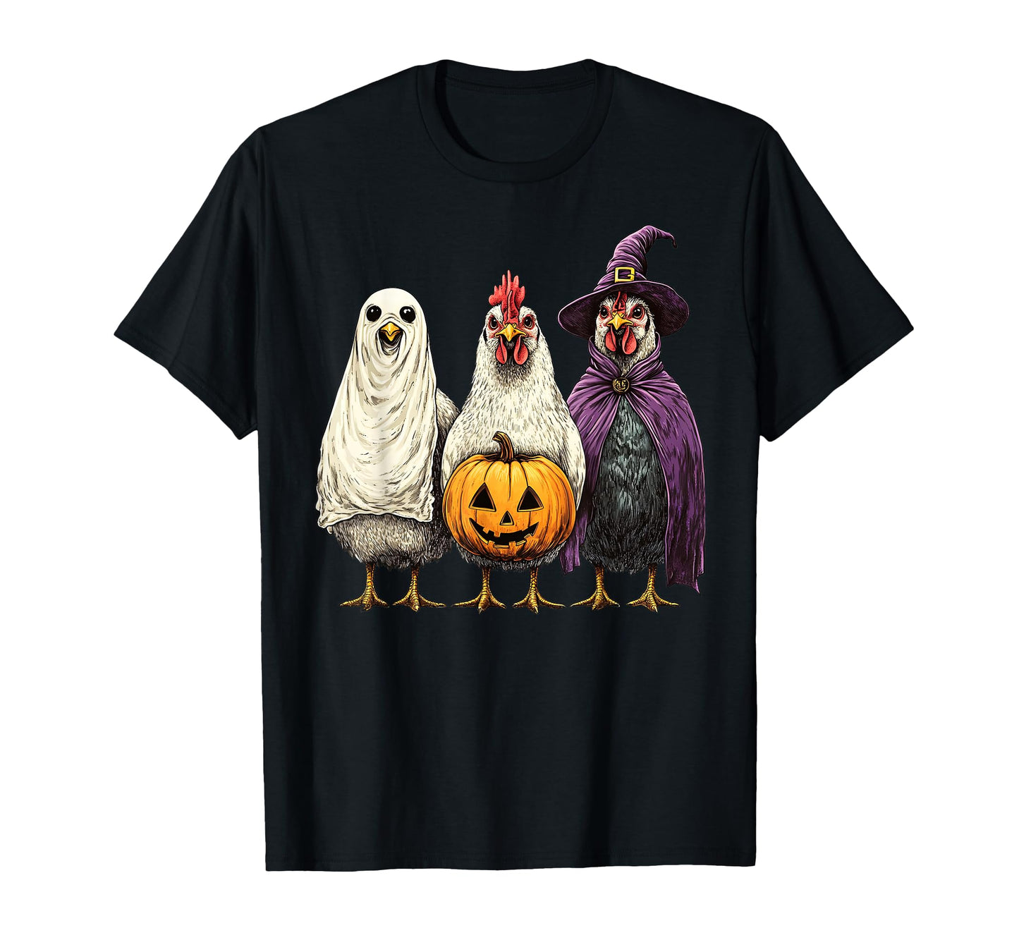 Poultrygeist Chicken Ghost Spooky Season Funny Chicken Witch T-Shirt