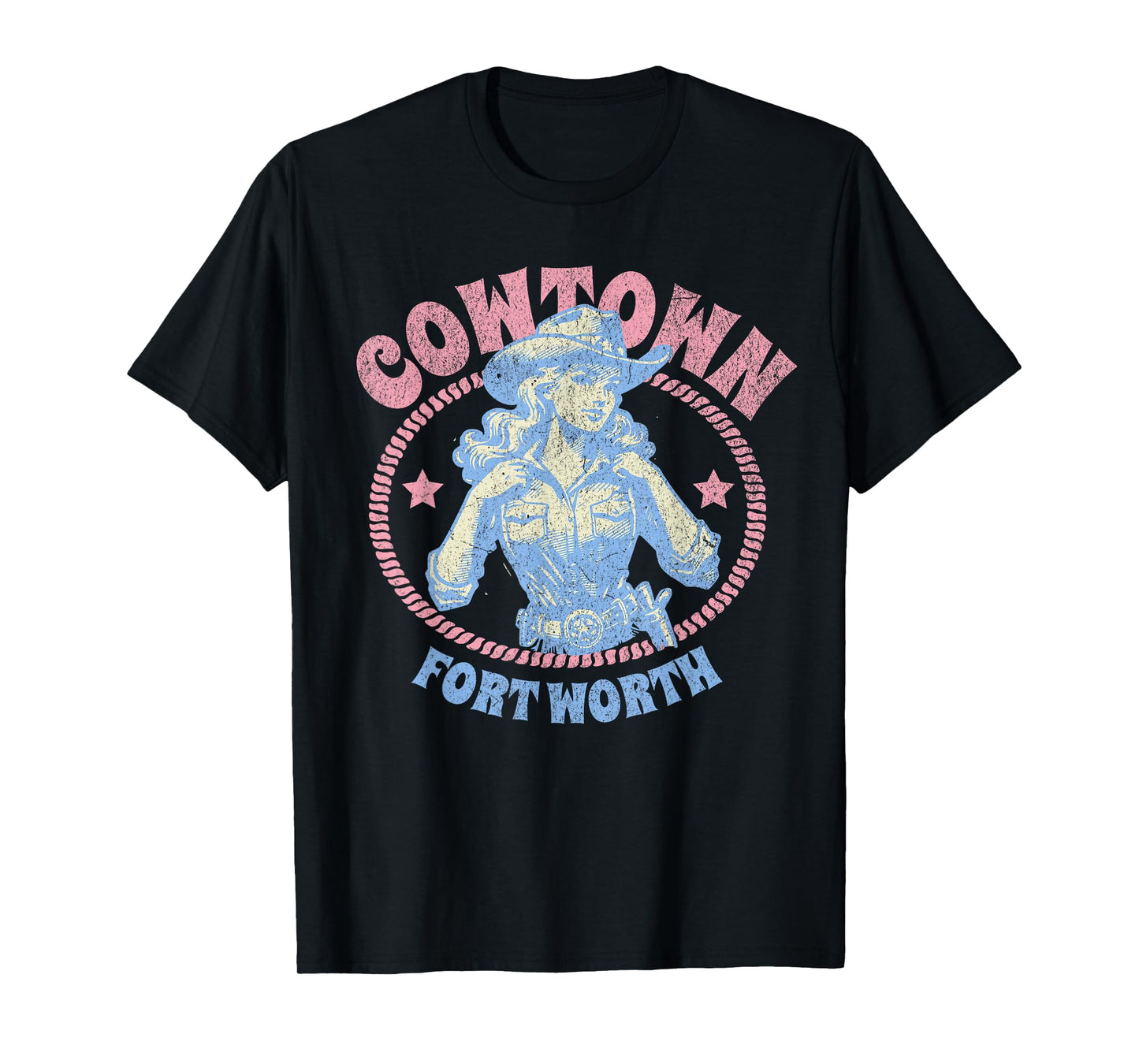 Cowtown Fort Worth Texas Retro Western Cowgirl T-Shirt