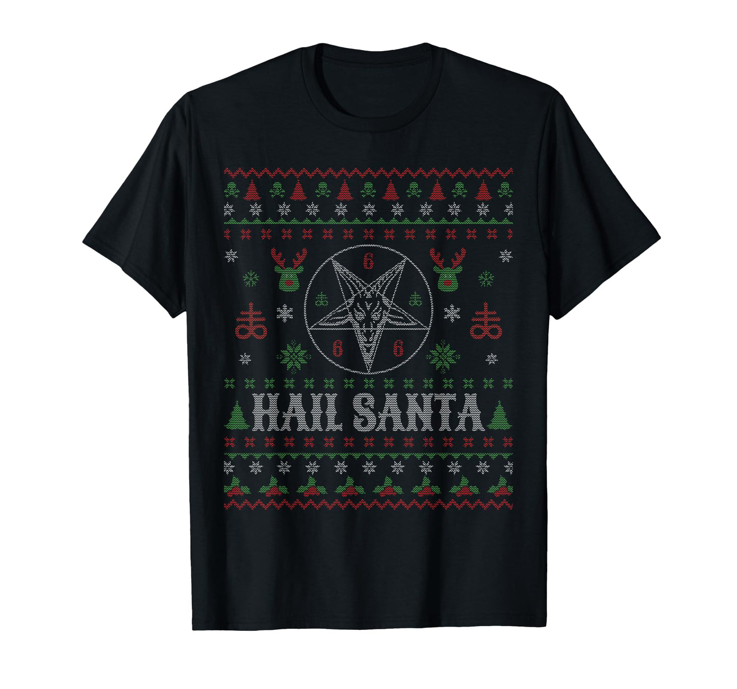 Hail Santa Pagan Happy Solstice Goth Ugly Christmas T-Shirt