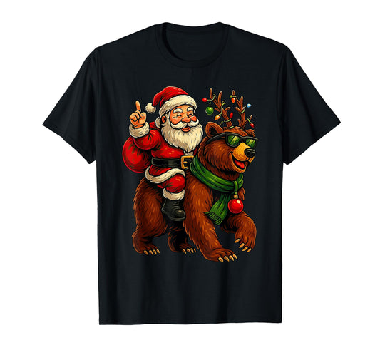 Cute Santa Claus Bear Reindeer Festive Xmas T-Shirt