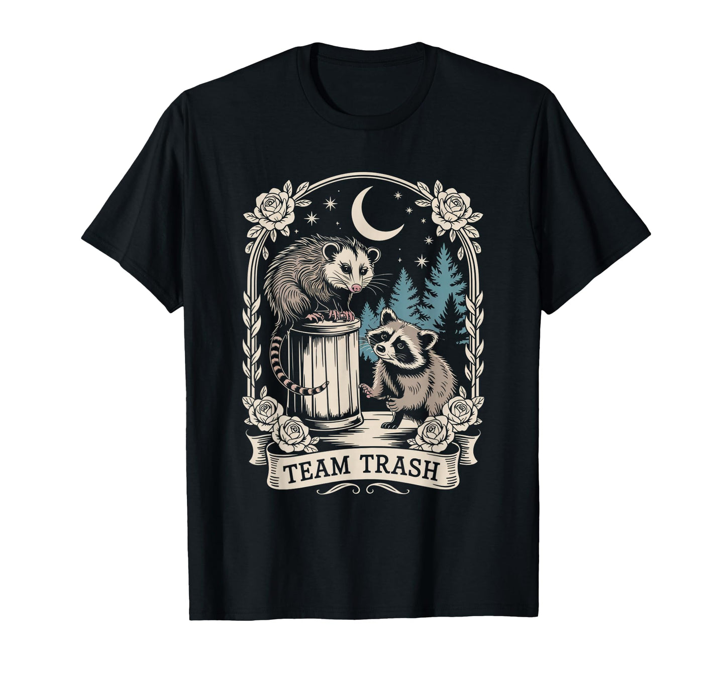Team Trash Raccoon Possum Vintage Tarot Card Funny Racoon T-Shirt