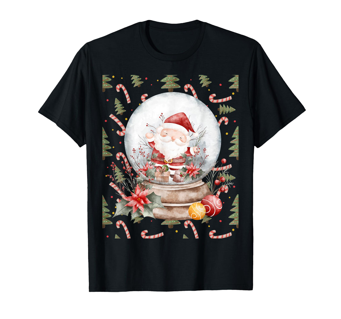Christmas Happy Snow Globe Santa Festive Holidays T-Shirt
