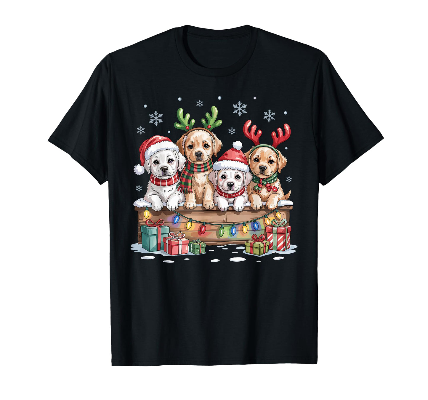 Cute Labrador Christmas Puppies Dog Lovers Funny Holiday T-Shirt