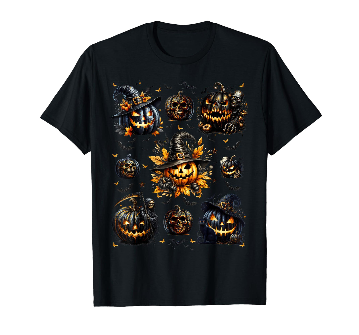 Unique Halloween Pumpkin Witch for Women Fall Spooky Season T-Shirt