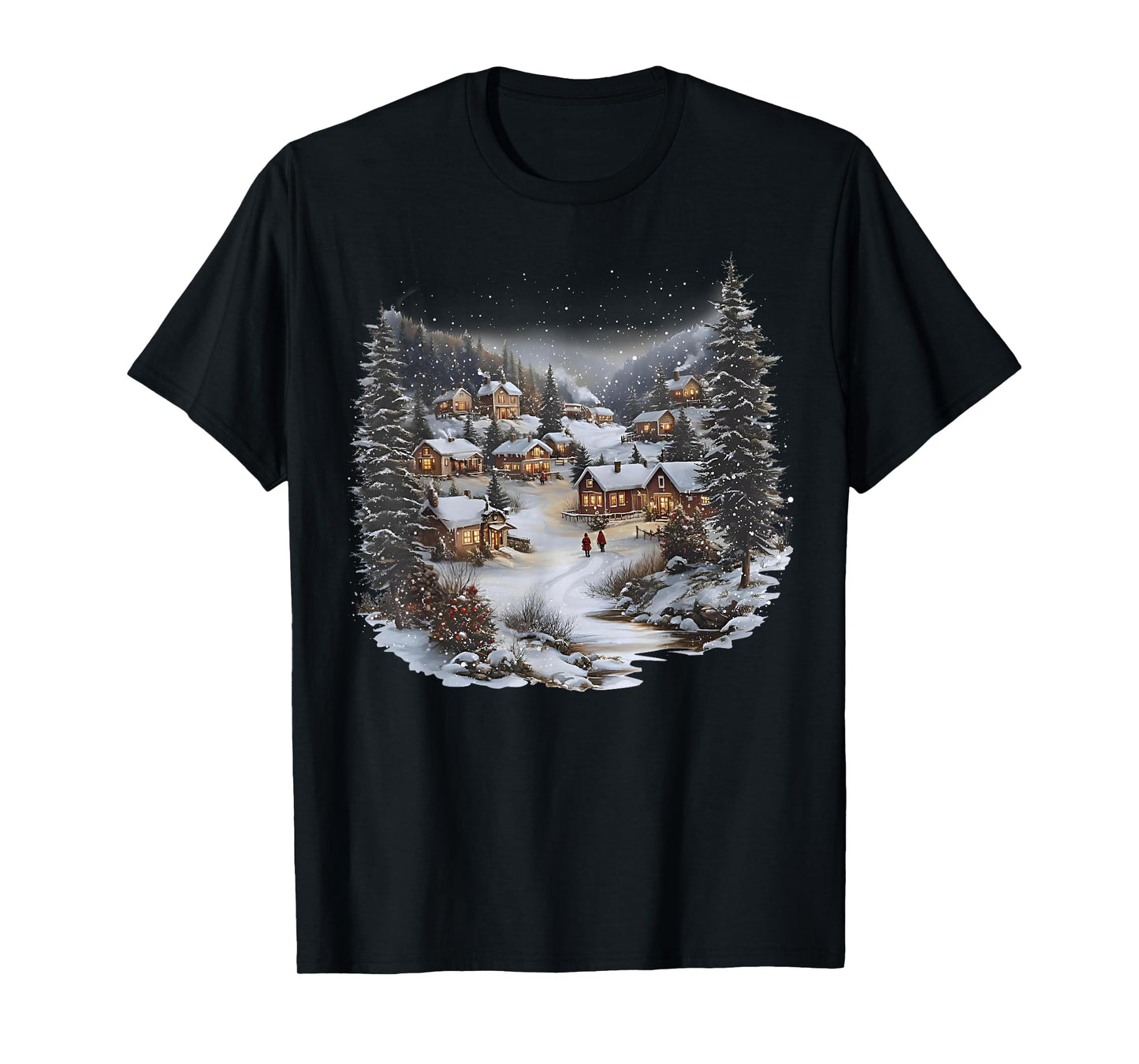 Christmas Village Town Holiday Winter Scene Festive Family T-Shirt