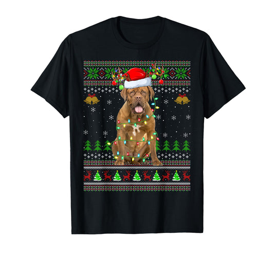 Dogue De Bordeaux Dog Ugly Christmas Sweaters Holiday Xmas T-Shirt