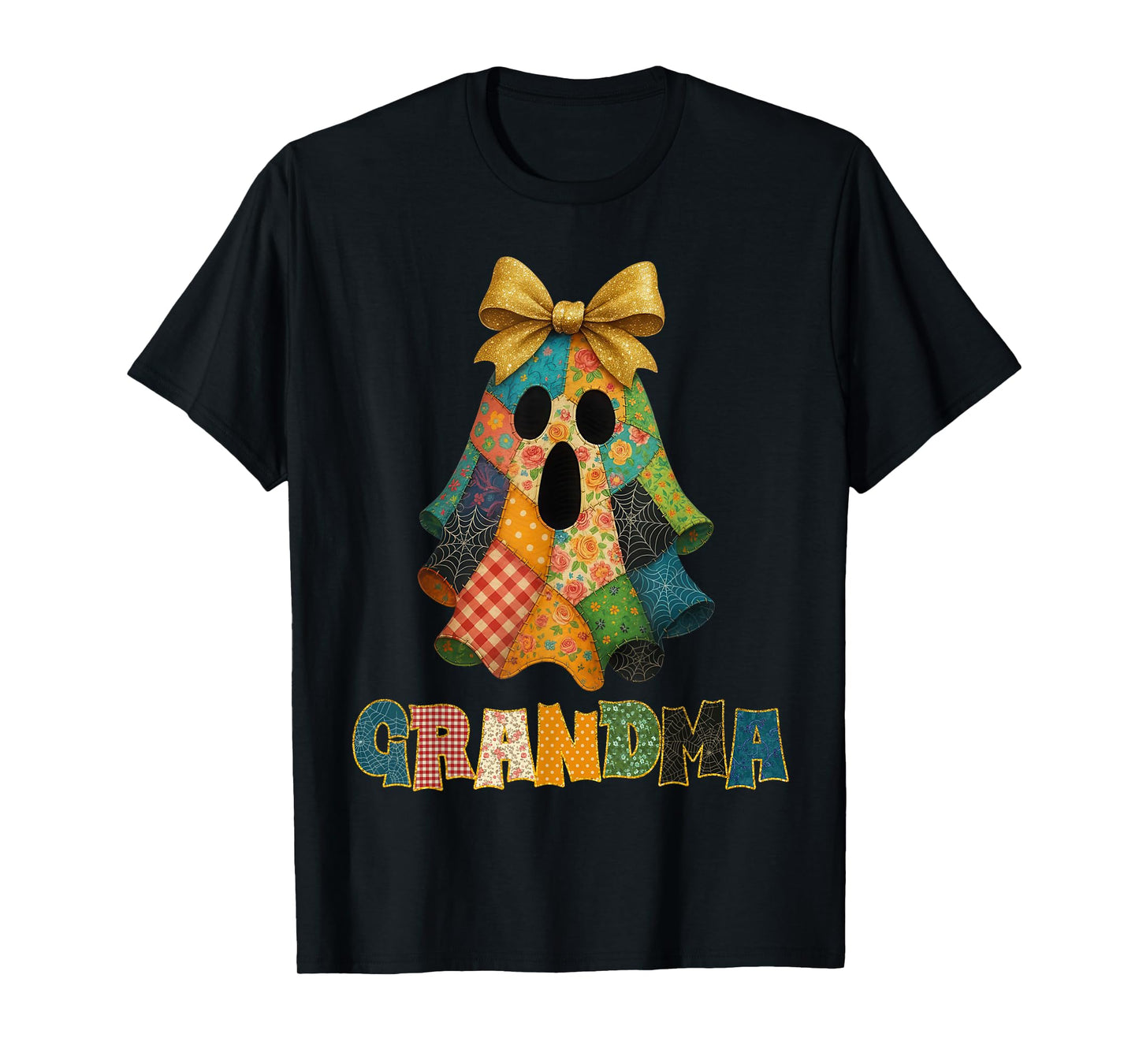 Grandma Halloween Boo Ghost Patchwork Costume Funny Party T-Shirt