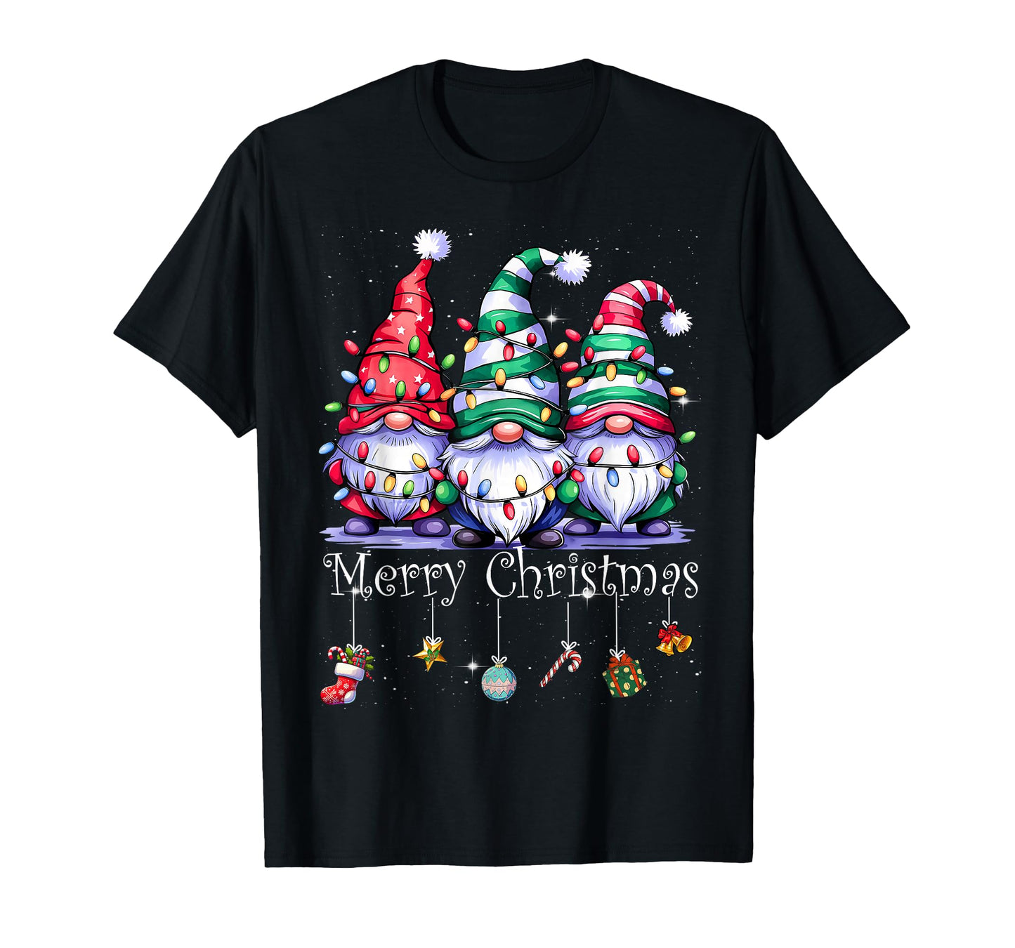 Cute Gnomes Merry Christmas Light Family Gnome Xmas Matching T-Shirt