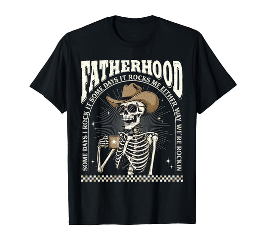 Fatherhood Skeleton Rockin Some Days Funny Vintage Dad T-Shirt