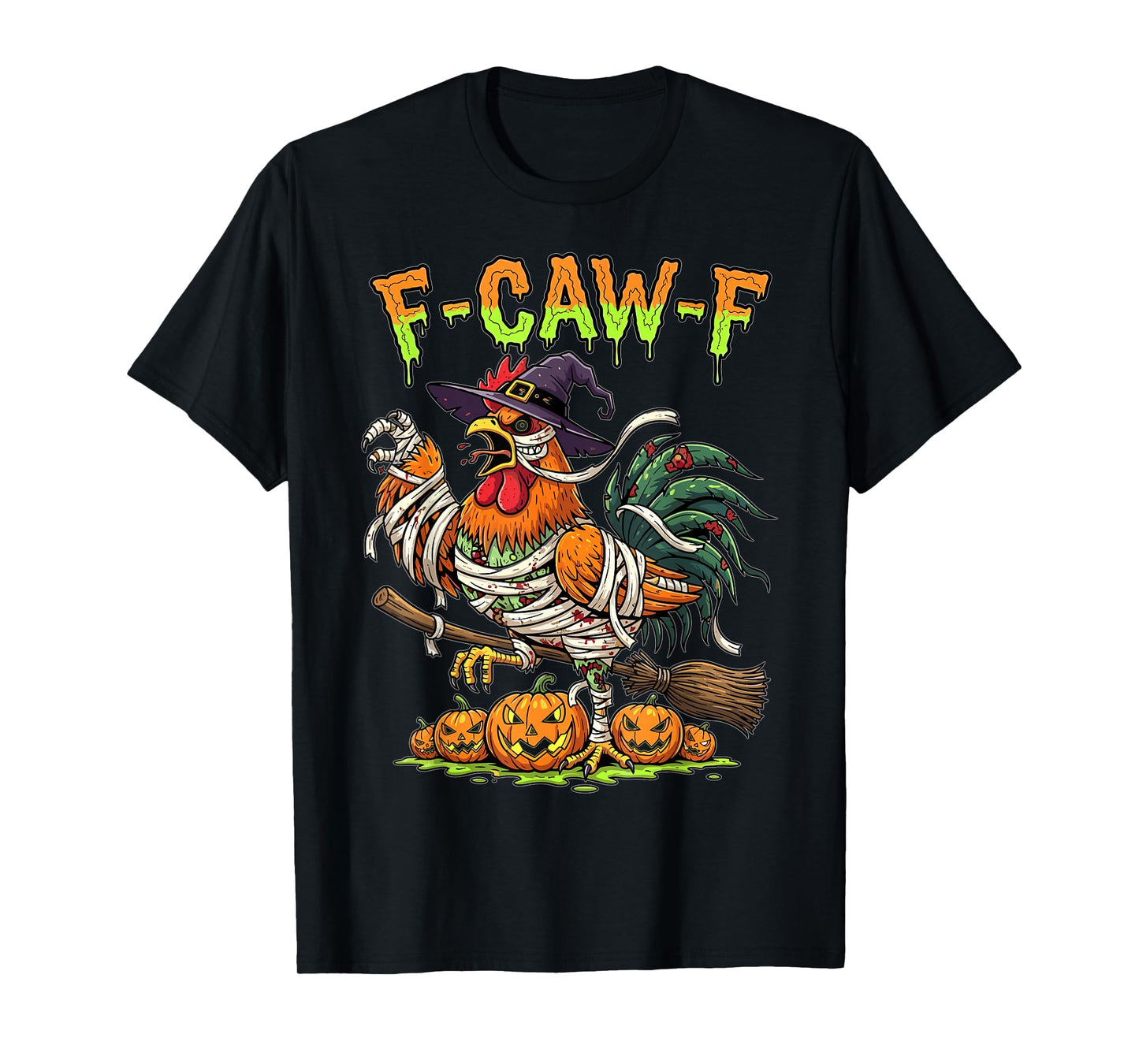 Halloween Chicken Mummy Witch Funny Pumpkin Design T-Shirt