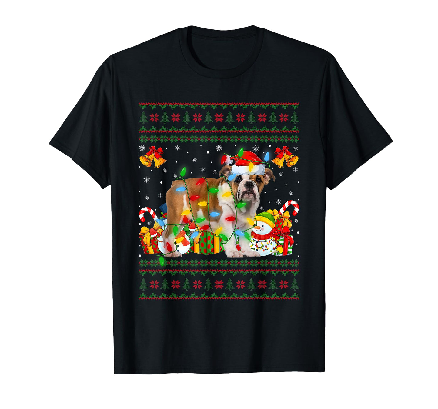 English Bulldog Ugly Christmas Sweaters Pet Dog Lover Xmas T-Shirt