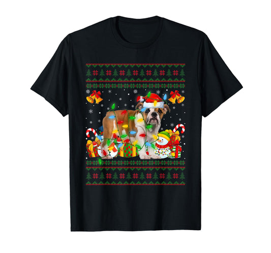 English Bulldog Ugly Christmas Sweaters Pet Dog Lover Xmas T-Shirt