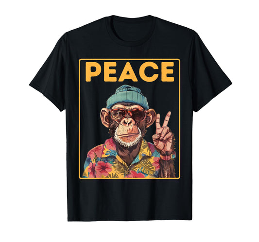 Cool Peace Monkey Vintage Hippie Chimp in Sunglasses T-Shirt