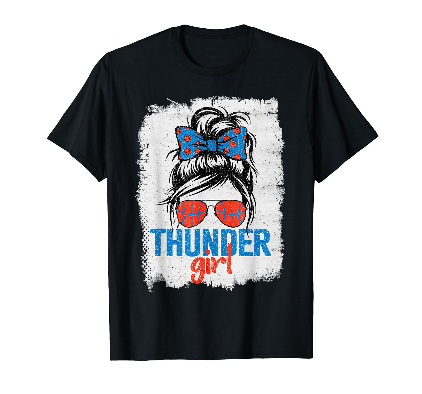 Vintage Thunder Girl Messy Bun Retro Sports Fan Team Spirit T-Shirt